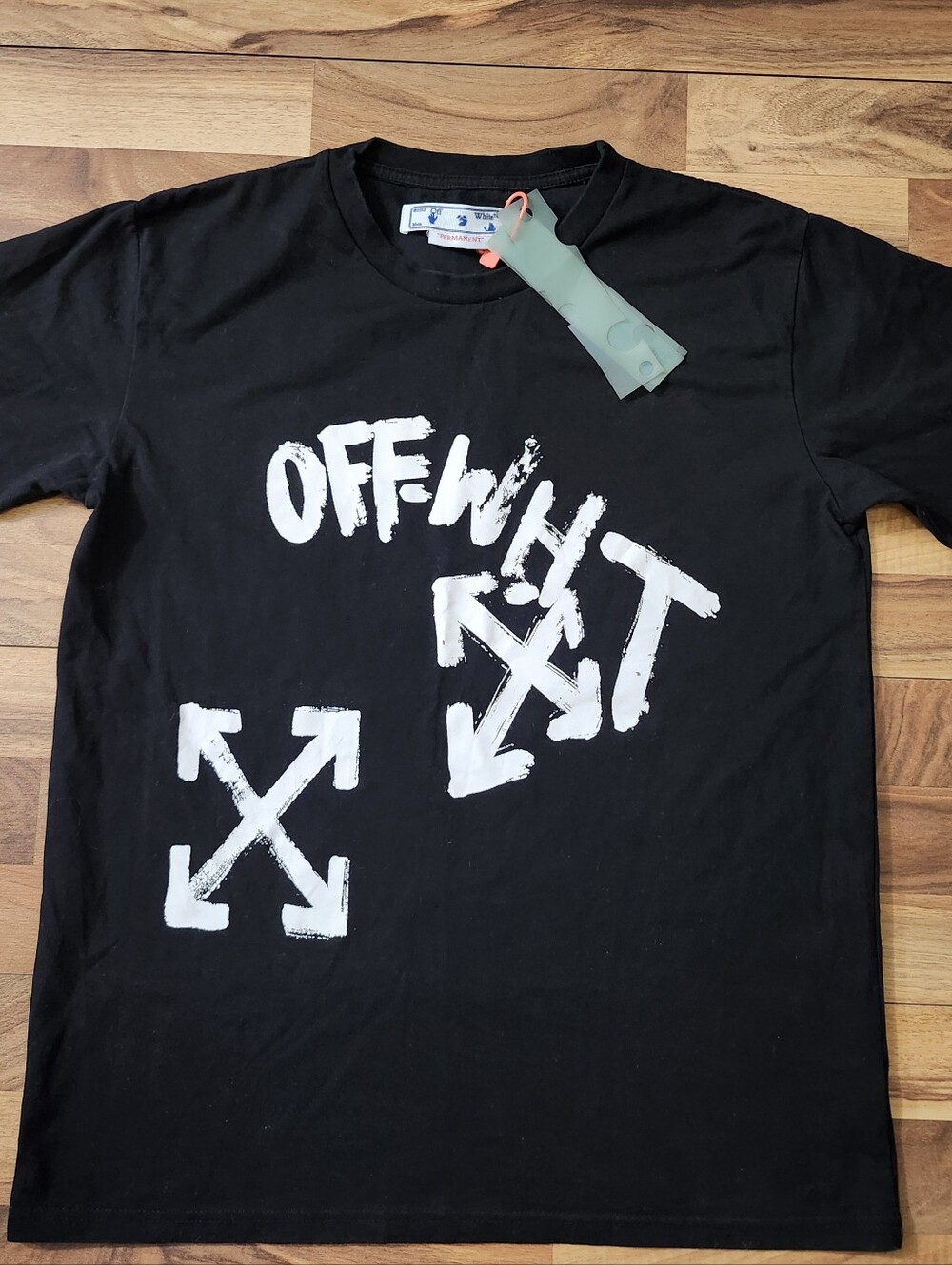 OFF-WHITE Paint Script Over Skate Short Sleeve T-Shirt Size Large